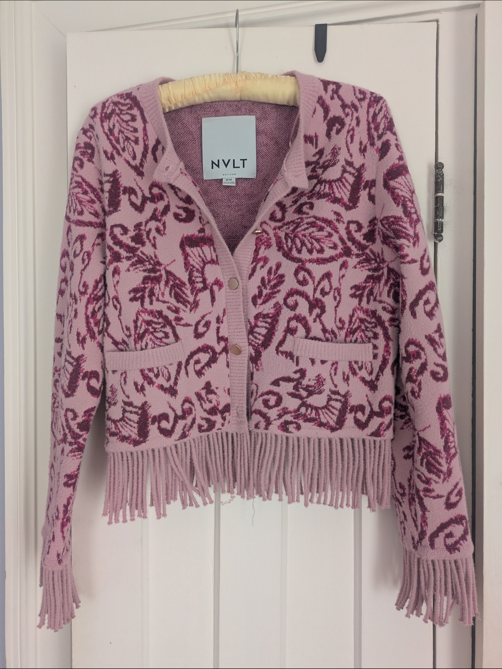 NVLT Pink Floral Fringe Knit Cardigan/Jacket Size M